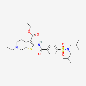 molecular formula C28H41N3O5S2 B2354005 ethyl 2-(4-(N,N-diisobutylsulfamoyl)benzamido)-6-isopropyl-4,5,6,7-tetrahydrothieno[2,3-c]pyridine-3-carboxylate CAS No. 489470-87-3
