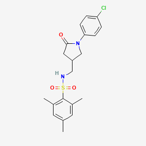 N-((1-(4-chlorophenyl)-5-oxopyrrolidin-3-yl)methyl)-2,4,6-trimethylbenzenesulfonamide