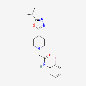 N-(2-fluorophenyl)-2-(4-(5-isopropyl-1,3,4-oxadiazol-2-yl)piperidin-1-yl)acetamide