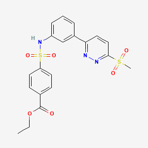 molecular formula C20H19N3O6S2 B2354064 ethyl 4-{[3-(6-methanesulfonylpyridazin-3-yl)phenyl]sulfamoyl}benzoate CAS No. 1005304-27-7