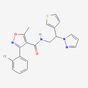 molecular formula C20H17ClN4O2S B2354088 N-(2-(1H-pyrazol-1-yl)-2-(thiophen-3-yl)ethyl)-3-(2-chlorophenyl)-5-methylisoxazole-4-carboxamide CAS No. 2034493-73-5