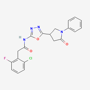 2-(2-chloro-6-fluorophenyl)-N-(5-(5-oxo-1-phenylpyrrolidin-3-yl)-1,3,4-oxadiazol-2-yl)acetamide