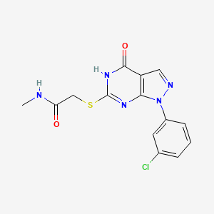 molecular formula C14H12ClN5O2S B2354103 2-((1-(3-氯苯基)-4-羟基-1H-吡唑并[3,4-d]嘧啶-6-基)硫代)-N-甲基乙酰胺 CAS No. 922023-63-0