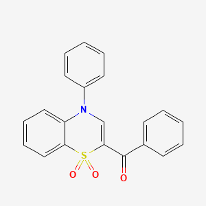 molecular formula C21H15NO3S B2354105 (1,1-dioxido-4-phenyl-4H-1,4-benzothiazin-2-yl)(phenyl)methanone CAS No. 1114886-10-0