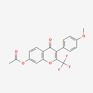 molecular formula C19H13F3O5 B2354107 3-(4-methoxyphenyl)-4-oxo-2-(trifluoromethyl)-4H-chromen-7-yl acetate CAS No. 315233-64-8
