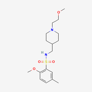 molecular formula C17H28N2O4S B2354108 2-methoxy-N-((1-(2-methoxyethyl)piperidin-4-yl)methyl)-5-methylbenzenesulfonamide CAS No. 953142-96-6