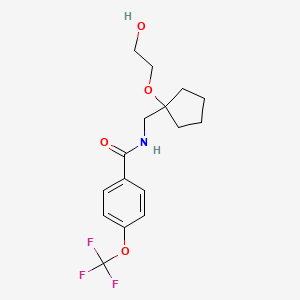 molecular formula C16H20F3NO4 B2354113 N-((1-(2-hydroxyethoxy)cyclopentyl)methyl)-4-(trifluoromethoxy)benzamide CAS No. 2320953-47-5