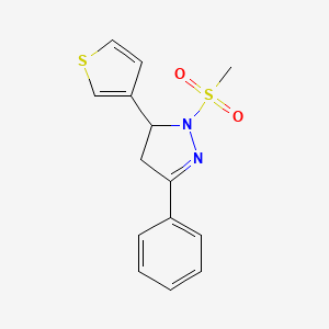 molecular formula C14H14N2O2S2 B2354114 1-methanesulfonyl-3-phenyl-5-(thiophen-3-yl)-4,5-dihydro-1H-pyrazole CAS No. 1788025-90-0