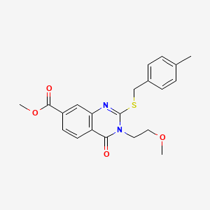 molecular formula C21H22N2O4S B2354119 methyl 3-(2-methoxyethyl)-2-{[(4-methylphenyl)methyl]sulfanyl}-4-oxo-3,4-dihydroquinazoline-7-carboxylate CAS No. 403728-87-0