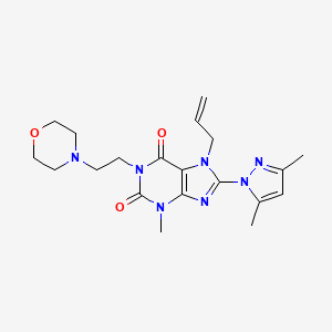 molecular formula C20H27N7O3 B2354138 8-(3,5-dimethyl-1H-pyrazol-1-yl)-3-methyl-1-[2-(morpholin-4-yl)ethyl]-7-(prop-2-en-1-yl)-2,3,6,7-tetrahydro-1H-purine-2,6-dione CAS No. 1014051-20-7