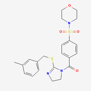 molecular formula C22H25N3O4S2 B2354142 (2-((3-methylbenzyl)thio)-4,5-dihydro-1H-imidazol-1-yl)(4-(morpholinosulfonyl)phenyl)methanone CAS No. 851803-74-2
