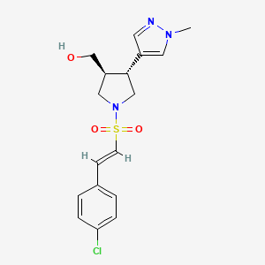 [(3S,4R)-1-[(E)-2-(4-Chlorophenyl)ethenyl]sulfonyl-4-(1-methylpyrazol-4-yl)pyrrolidin-3-yl]methanol