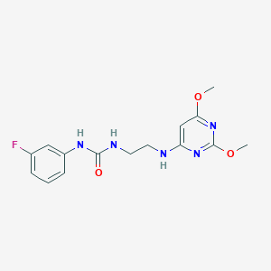 molecular formula C15H18FN5O3 B2354150 1-(2-((2,6-Dimethoxypyrimidin-4-yl)amino)ethyl)-3-(3-fluorophenyl)urea CAS No. 1021214-56-1