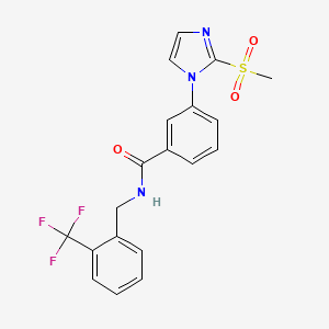 molecular formula C19H16F3N3O3S B2354183 3-(2-(methylsulfonyl)-1H-imidazol-1-yl)-N-(2-(trifluoromethyl)benzyl)benzamide CAS No. 2034391-88-1