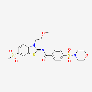 molecular formula C22H25N3O7S3 B2354184 (Z)-N-(3-(2-甲氧基乙基)-6-(甲基磺酰基)苯并[d]噻唑-2(3H)-亚甲基)-4-(吗啉磺酰基)苯甲酰胺 CAS No. 864977-02-6