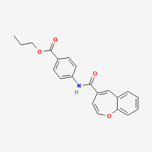 molecular formula C21H19NO4 B2354185 4-[(1-苯并氧杂蒽-4-基羰基)氨基]苯甲酸丙酯 CAS No. 950333-99-0
