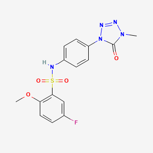 molecular formula C15H14FN5O4S B2354193 5-fluoro-2-methoxy-N-(4-(4-methyl-5-oxo-4,5-dihydro-1H-tetrazol-1-yl)phenyl)benzenesulfonamide CAS No. 1396880-83-3