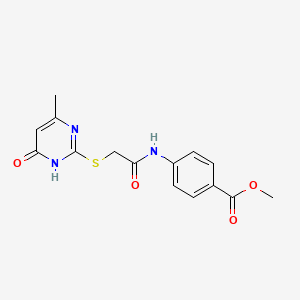 molecular formula C15H15N3O4S B2354194 methyl 4-[[2-[(6-methyl-4-oxo-1H-pyrimidin-2-yl)sulfanyl]acetyl]amino]benzoate CAS No. 325994-79-4