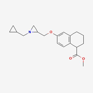 molecular formula C19H25NO3 B2354196 Methyl 6-[[1-(cyclopropylmethyl)aziridin-2-yl]methoxy]-1,2,3,4-tetrahydronaphthalene-1-carboxylate CAS No. 2418704-54-6