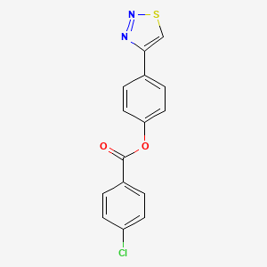 molecular formula C15H9ClN2O2S B2354206 4-(1,2,3-Thiadiazol-4-yl)phenyl 4-chlorobenzenecarboxylate CAS No. 253774-65-1