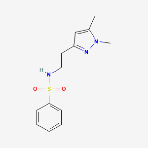 molecular formula C13H17N3O2S B2354208 N-(2-(1,5-dimethyl-1H-pyrazol-3-yl)ethyl)benzenesulfonamide CAS No. 2034262-25-2