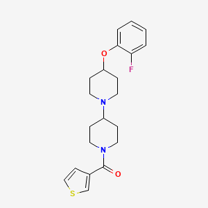 molecular formula C21H25FN2O2S B2354209 (4-(2-Fluorophenoxy)-[1,4'-bipiperidin]-1'-yl)(thiophen-3-yl)methanone CAS No. 1706273-89-3