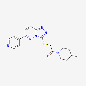 molecular formula C18H20N6OS B2354210 1-(4-Methylpiperidin-1-yl)-2-[(6-pyridin-4-yl-[1,2,4]triazolo[4,3-b]pyridazin-3-yl)sulfanyl]ethanone CAS No. 894061-31-5