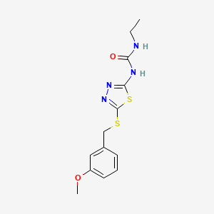 molecular formula C13H16N4O2S2 B2354215 N-ethyl-N'-{5-[(3-methoxybenzyl)sulfanyl]-1,3,4-thiadiazol-2-yl}urea CAS No. 692287-71-1