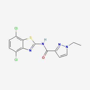 molecular formula C13H10Cl2N4OS B2354218 N-(4,7-dichlorobenzo[d]thiazol-2-yl)-1-ethyl-1H-pyrazole-3-carboxamide CAS No. 1170946-10-7