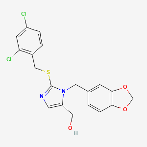 molecular formula C19H16Cl2N2O3S B2354226 (1-(benzo[d][1,3]dioxol-5-ylmethyl)-2-((2,4-dichlorobenzyl)thio)-1H-imidazol-5-yl)methanol CAS No. 855130-66-4