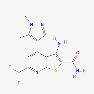 3-amino-6-(difluoromethyl)-4-(1,5-dimethyl-1H-pyrazol-4-yl)thieno[2,3-b]pyridine-2-carboxamide