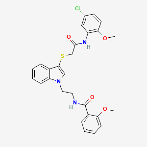 N-(2-(3-((2-((5-chloro-2-methoxyphenyl)amino)-2-oxoethyl)thio)-1H-indol-1-yl)ethyl)-2-methoxybenzamide