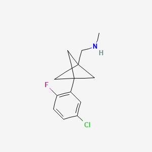 molecular formula C13H15ClFN B2354271 1-[3-(5-Chloro-2-fluorophenyl)-1-bicyclo[1.1.1]pentanyl]-N-methylmethanamine CAS No. 2287290-36-0