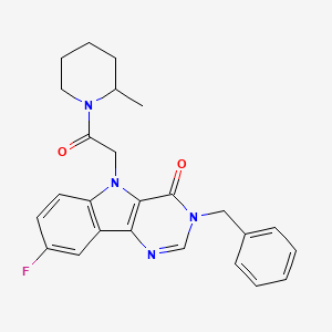 molecular formula C25H25FN4O2 B2354272 3-benzyl-8-fluoro-5-(2-(2-methylpiperidin-1-yl)-2-oxoethyl)-3H-pyrimido[5,4-b]indol-4(5H)-one CAS No. 1040676-60-5