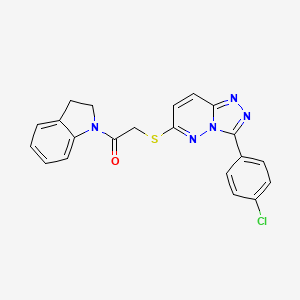 molecular formula C21H16ClN5OS B2354276 2-((3-(4-Chlorophenyl)-[1,2,4]triazolo[4,3-b]pyridazin-6-yl)thio)-1-(indolin-1-yl)ethanone CAS No. 852373-08-1