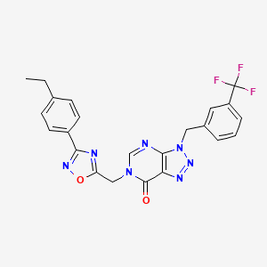 molecular formula C23H18F3N7O2 B2354281 6-((3-(4-ethylphenyl)-1,2,4-oxadiazol-5-yl)methyl)-3-(3-(trifluoromethyl)benzyl)-3H-[1,2,3]triazolo[4,5-d]pyrimidin-7(6H)-one CAS No. 1207051-57-7
