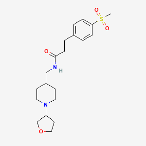 molecular formula C20H30N2O4S B2354282 3-(4-(methylsulfonyl)phenyl)-N-((1-(tetrahydrofuran-3-yl)piperidin-4-yl)methyl)propanamide CAS No. 2034607-29-7