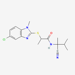 molecular formula C17H21ClN4OS B2354283 2-[(5-chloro-1-methyl-1H-1,3-benzodiazol-2-yl)sulfanyl]-N-(1-cyano-1,2-dimethylpropyl)propanamide CAS No. 1241644-30-3