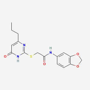 N-Benzo[1,3]dioxol-5-yl-2-(4-hydroxy-6-propyl-pyrimidin-2-ylsulfanyl)-acetamide