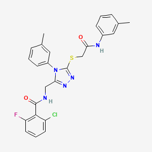 2-chloro-6-fluoro-N-((5-((2-oxo-2-(m-tolylamino)ethyl)thio)-4-(m-tolyl)-4H-1,2,4-triazol-3-yl)methyl)benzamide