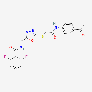 molecular formula C20H16F2N4O4S B2354363 N-((5-((2-((4-acetylphenyl)amino)-2-oxoethyl)thio)-1,3,4-oxadiazol-2-yl)methyl)-2,6-difluorobenzamide CAS No. 906155-50-8