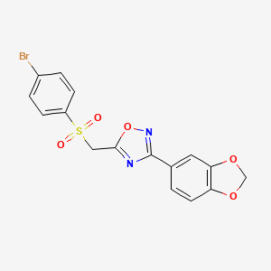 3-(Benzo[d][1,3]dioxol-5-yl)-5-(((4-bromophenyl)sulfonyl)methyl)-1,2,4-oxadiazole