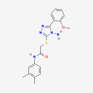 molecular formula C19H21N5O2S B2354414 2-((4-amino-5-(2-methoxyphenyl)-4H-1,2,4-triazol-3-yl)thio)-N-(3,4-dimethylphenyl)acetamide CAS No. 571157-41-0