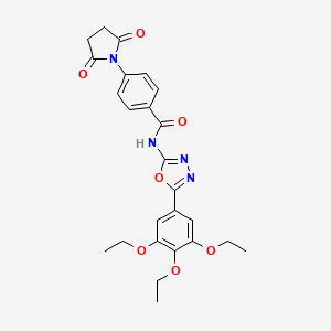 4-(2,5-dioxopyrrolidin-1-yl)-N-[5-(3,4,5-triethoxyphenyl)-1,3,4-oxadiazol-2-yl]benzamide