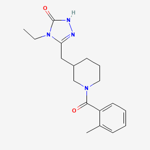 molecular formula C18H24N4O2 B2354435 4-ethyl-3-((1-(2-methylbenzoyl)piperidin-3-yl)methyl)-1H-1,2,4-triazol-5(4H)-one CAS No. 2034233-66-2
