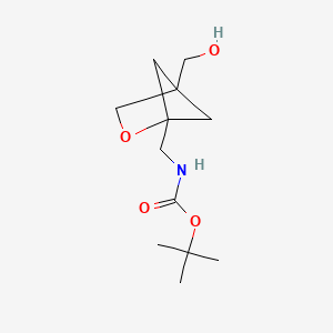 molecular formula C12H21NO4 B2354448 tert-butyl N-{[4-(hydroxymethyl)-2-oxabicyclo[2.1.1]hexan-1-yl]methyl}carbamate CAS No. 2174007-89-5