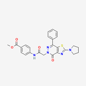 molecular formula C25H23N5O4S B2354451 methyl 4-(2-(4-oxo-7-phenyl-2-(pyrrolidin-1-yl)thiazolo[4,5-d]pyridazin-5(4H)-yl)acetamido)benzoate CAS No. 1105217-95-5