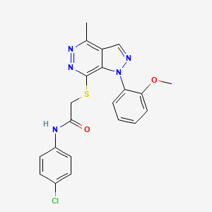 molecular formula C21H18ClN5O2S B2354474 N-(4-chlorophenyl)-2-((1-(2-methoxyphenyl)-4-methyl-1H-pyrazolo[3,4-d]pyridazin-7-yl)thio)acetamide CAS No. 1105239-26-6