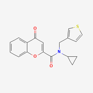 molecular formula C18H15NO3S B2354483 N-cyclopropyl-4-oxo-N-(thiophen-3-ylmethyl)-4H-chromene-2-carboxamide CAS No. 1235232-05-9