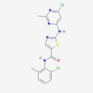 molecular formula C16H13Cl2N5OS B023545 N-(2-Chloro-6-methylphenyl)-2-[(6-chloro-2-methyl-4-pyrimidinyl)amino]-5-thiazolecarboxamide CAS No. 302964-08-5